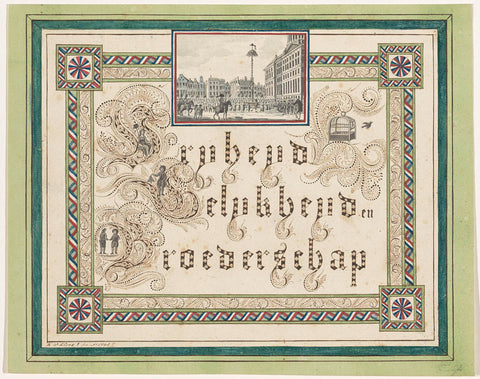 Calligraphy Freedom Equality and Fraternity, 1795, H.W. Kloek (possibly), 1795 Canvas Print