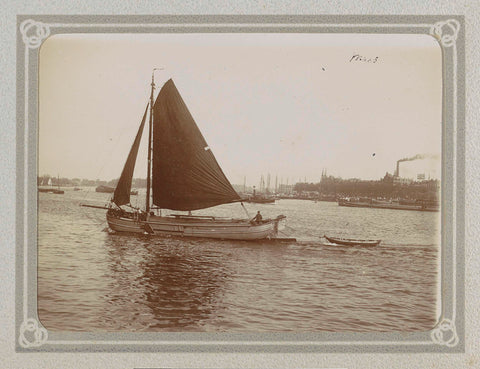 Sailing ship with a sloop on the Meuse, Folkert Idzes de Jong, c. 1905 - c. 1907 Canvas Print