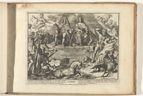 Title print for the second part of 'Engelants schouwtoneel', Adriaen Schoonebeek, 1689 Canvas Print