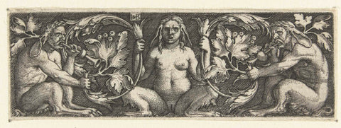 Frisian with satyr between leaf vines, Hans Sebald Beham, 1510 - 1550 Canvas Print