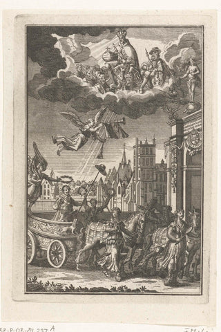 Frederik Hendrik drives in triumphal car into The Hague, 1629, anonymous, 1707 - 1709 Canvas Print