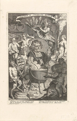 Cartoon on Jean Chrysostome Bruslé de Montpleinchamp, c. 1712, Guillaume Duvivier (18th century), 1710–1712 Canvas Print