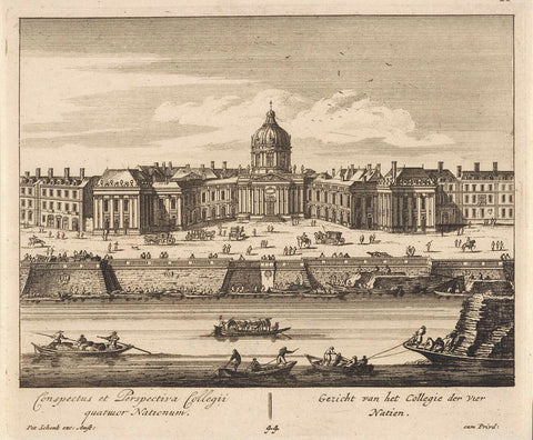 View of Collège des Quatre-Nations, in Paris, anonymous, 1675 - 1711 Canvas Print