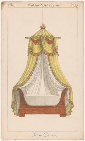 Four-poster bed with floral pattern, anonymous, 1801 - 1831 Canvas Print