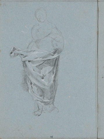 Half-naked standing woman with drapery, Lorenzo Baldissera Tiepolo (circle of), c. 1751 Canvas Print