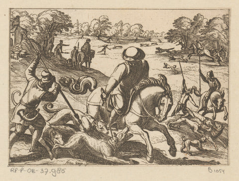 Hunting wolves, Antonio Tempesta, 1598 Canvas Print