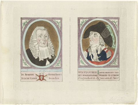 Portraits of Hendrik Hooft Danielsz. and Cornelis Govert Visscher, 1787, anonymous, 1787 Canvas Print