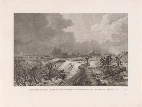 Flood of the Linge near Kedichem, 1809, Reinier Vinkeles (I), 1809 Canvas Print