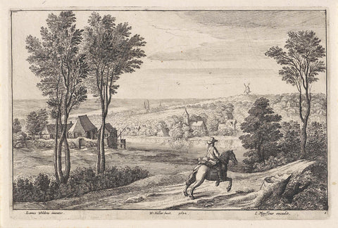 Landscape with a Rider, Wenceslaus Hollar, 1650 Canvas Print