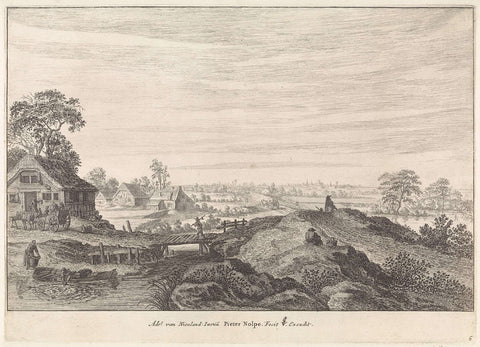 Landscape with Farms, Pieter Nolpe, 1623 - 1653 Canvas Print