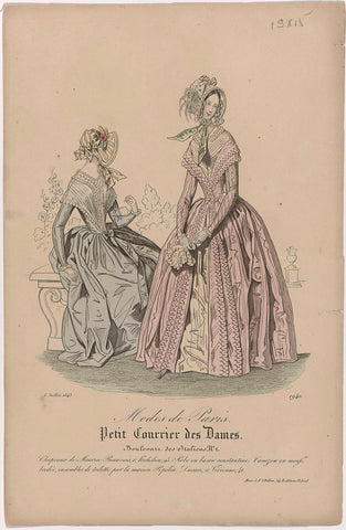 Petit Courrier des Dames, 5 jullet 1843, No. 1940 : Chapeaux de Maurice Beauvais (...), anonymous, 1843 Canvas Print