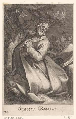 Saint Bonosus as hermit, Boetius Adamsz. Bolswert, 1619 Canvas Print