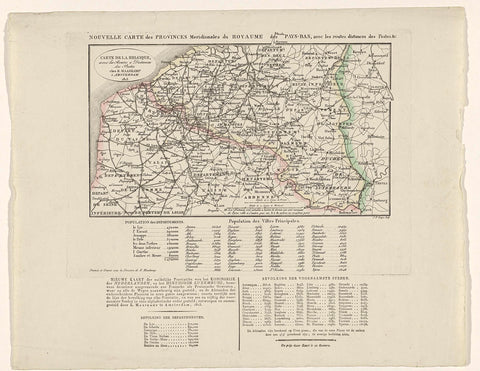 Map of the southern provinces of the Kingdom of the Netherlands and the Duchy of Luxembourg, 1815, Johannes Fredericus Lange, 1815 Canvas Print