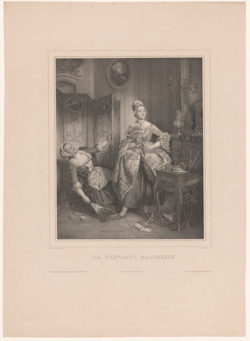 Two maids with the clothing of their mistress, Émilien Desmaisons, 1837 Canvas Print