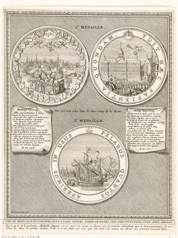 Two medals on the inauguration of the new city hall of Amsterdam, 1655, Bernard Picart, 1718 Canvas Print