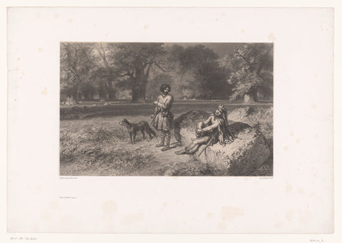 Gurth the boar herder with Wamba de nar, Eugène Leroux, 1850 Canvas Print