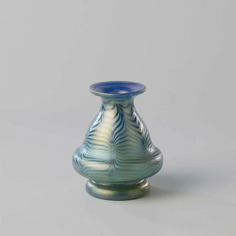 Vase with green and silver threads and a silver iridescence on a blue ground, Witwe Johan Lötz, 1899 Canvas Print