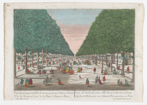 View of a boulevard in Paris as seen from the Porte Saint-Antoine, Georg Balthasar Probst, 1742 - 1801 Canvas Print