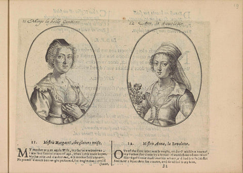 Portraits of the courtesans Margo la belle Gantiere and Anna la Bavolette, Crispijn van de Passe (II), 1635 Canvas Print