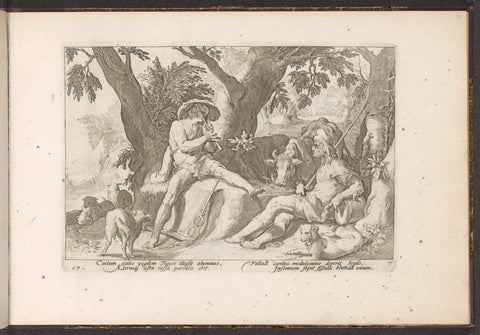 Mercury plays the flute for Argus, Hendrick Goltzius (workshop of), 1728 Canvas Print