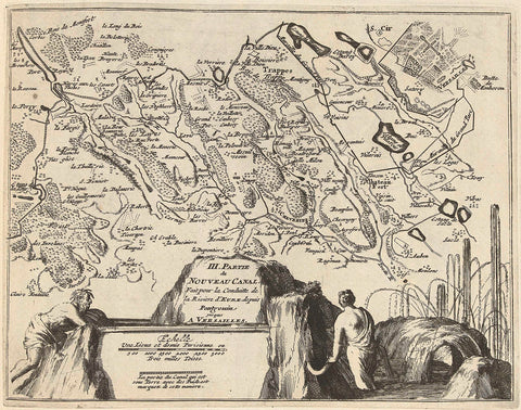 Map of the new canal from Pontgouin to Versailles (part III), ca. 1693-1696, anonymous, 1693 - 1696 Canvas Print