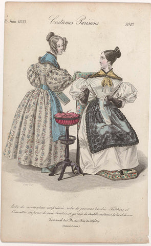 Journal des Dames et des Modes, Costumes Parisiens, 15 June 1833, (3087): Robe de mousselin (...), Georges Jacques Gatine, 1833 Canvas Print