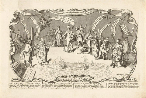 Cartoon on the disputes between the European monarchs, 1741, George Bickham (II), 1741 Canvas Print