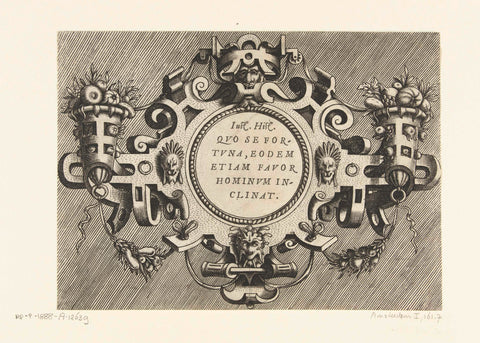 Round cartouche with a quote from Justinus, Frans Huys, 1555 Canvas Print