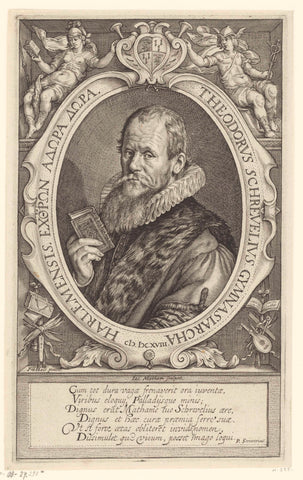 Portrait of Theodorus Schrevelius, Jacob Matham, 1618 Canvas Print