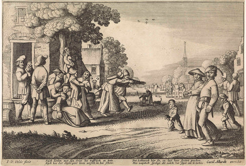 Dancing peasants during a village festival, Jan van de Velde (II), 1673 - 1709 Canvas Print