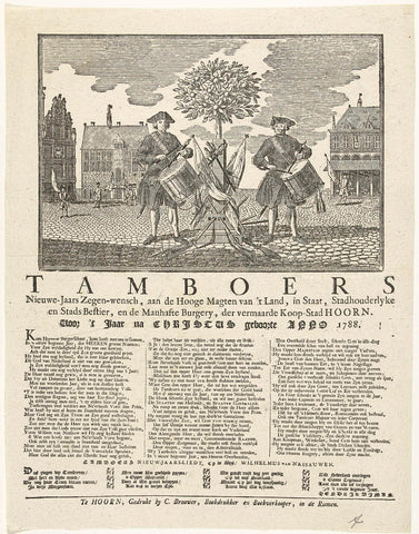 New Year's print of the Hoornse tamboers for the year 1788, Hendrik Numan, 1787 - 1788 Canvas Print