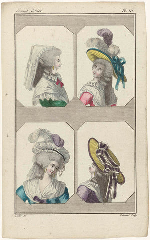 Cabinet des Modes ou les Modes Nouvelles, 2nd Cahier, 1 December 1785, Pl. III, A.B. Duhamel, 1785 Canvas Print