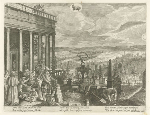 April, Aegidius Sadeler, 1624 - c. 1650 Canvas Print