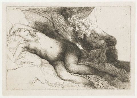 Jupiter and Antiope: the larger plate, Rembrandt van Rijn, 1659 Canvas Print