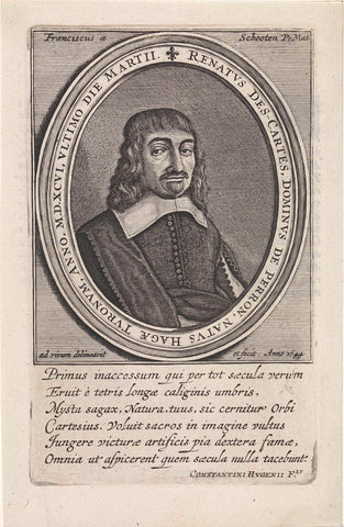 Portrait of René Descartes, Franciscus van Schooten (I), 1692 Canvas Print