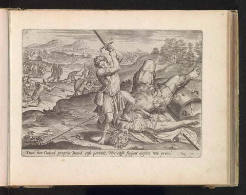 David onthoofdt Goliat, Hans Collaert (I) (attributed to), 1585 Canvas Print