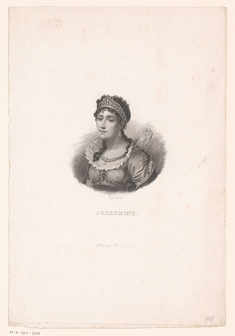 Portrait of Joséphine de Beauharnais, Tony Goutière, 1838 - 1839 Canvas Print