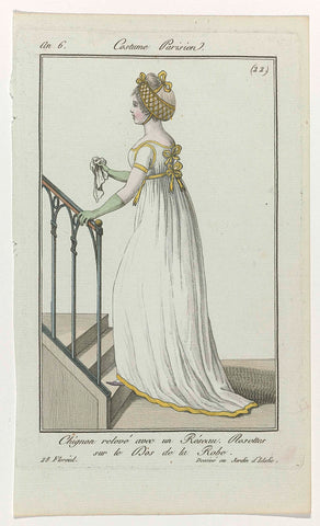 Journal des Dames et des Modes, Costume Parisien, 25 May 1798, Year 6, (22): Chignon relevé (...), anonymous, 1798 Canvas Print