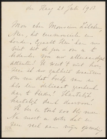 Letter to Philip Zilcken, Fenna de Meyier, 1913 Canvas Print