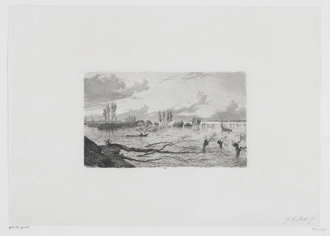 Dike breach between Maren and Alem, George Andries Roth, 1855 Canvas Print