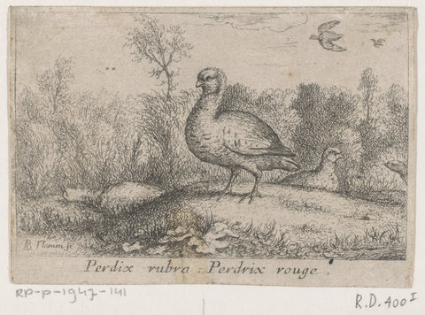 Landscape with partridges, Albert Flamen, 1659 Canvas Print