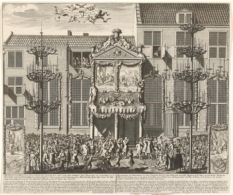 Illuminaties bij de viering van de Vrede van Utrecht te 's-Gravenhage, 1713, Daniël Stopendaal (attributed to), 1713 Canvas Print