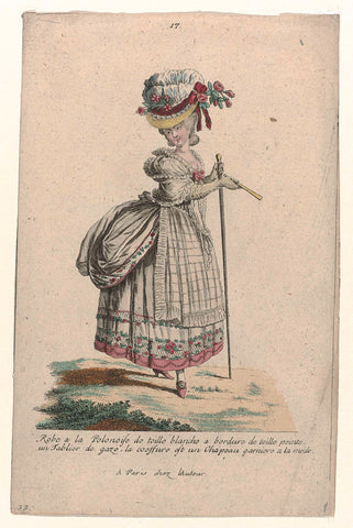 Gallerie des Modes et Costumes Français, 1785, nr. 17, nr. 33, Kopie naar Y 134 : Robe a la Polonoise de toille blanch (...), Pierre Gleich (possibly), c. 1785 Canvas Print