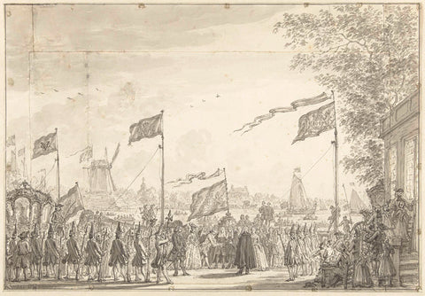 Farewell to Willem V and wife at the Buitenamstel, 1768, Simon Fokke, 1768 Canvas Print