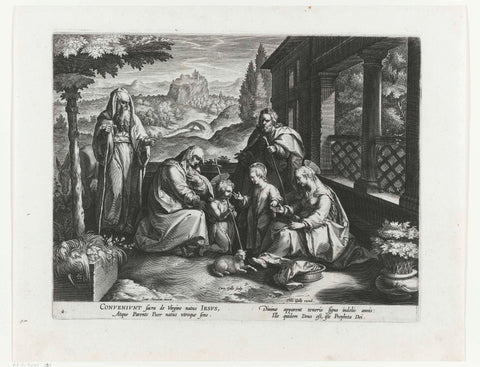 H. Family with Elisabet, Zacharias and John the Baptist, Cornelis Galle (I), after 1595 - c. 1612 Canvas Print