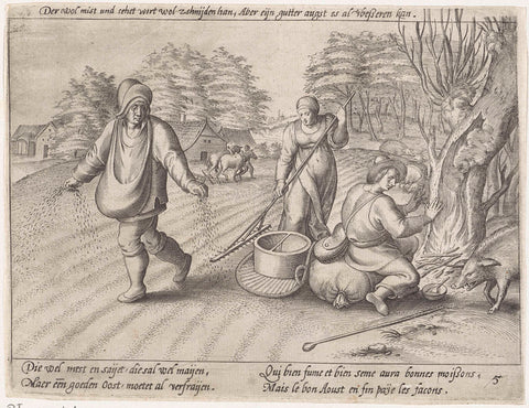 Sowing on the land, Antonie Wierix (II) (possibly), 1565 - before 1604 Canvas Print