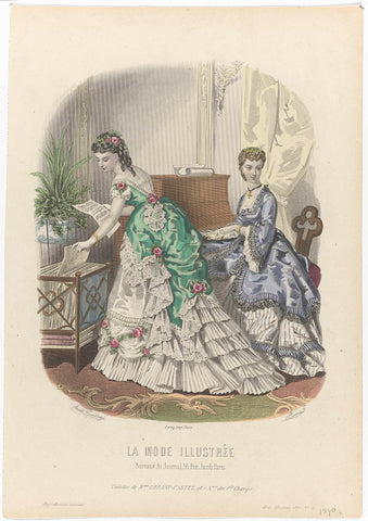 La Mode Illustrée, 1870, No. 14: Toilettes de Mme Breant-Castel (...), J. Bonnard, 1870 Canvas Print