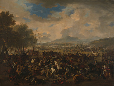 The Battle of Ramillies between the French and the Allied Powers, 23 May 1706, Jan van Huchtenburg, 1706 - 1710 Canvas Print