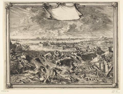 Dike breach at Coevorden, 1673, Romeyn de Hooghe, 1673 Canvas Print