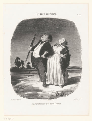 Echtpaar zoekt tevergeefs de planeet Le Verrier, Honoré Daumier, 1846 Canvas Print